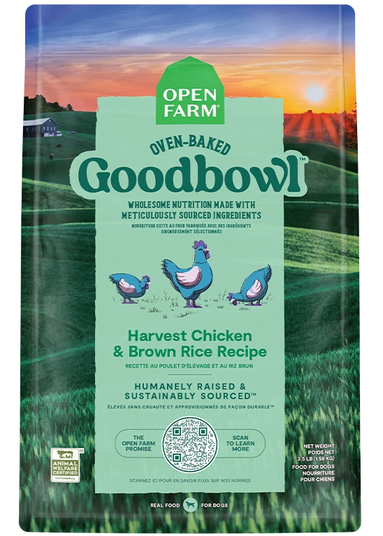 Crocchette Goodbowl Harvest con pollo e riso integrale per cuccioli e adulti