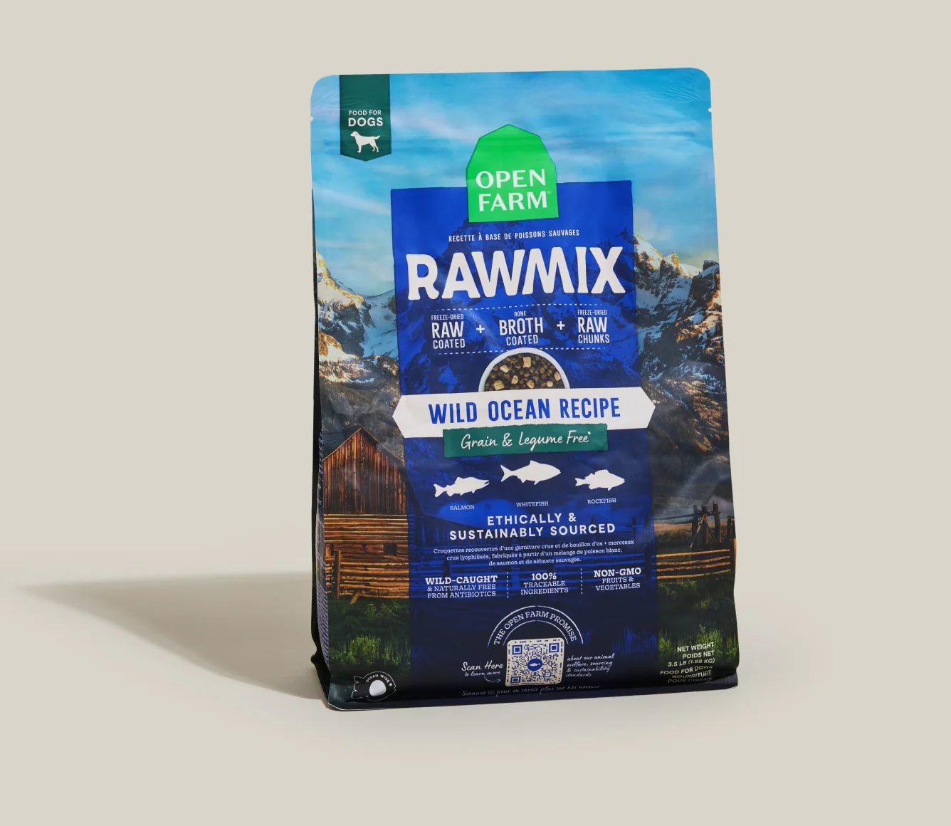 Bezzbożowa sucha karma dla psów RawMix Wild Ocean z rybą białą i łososiem