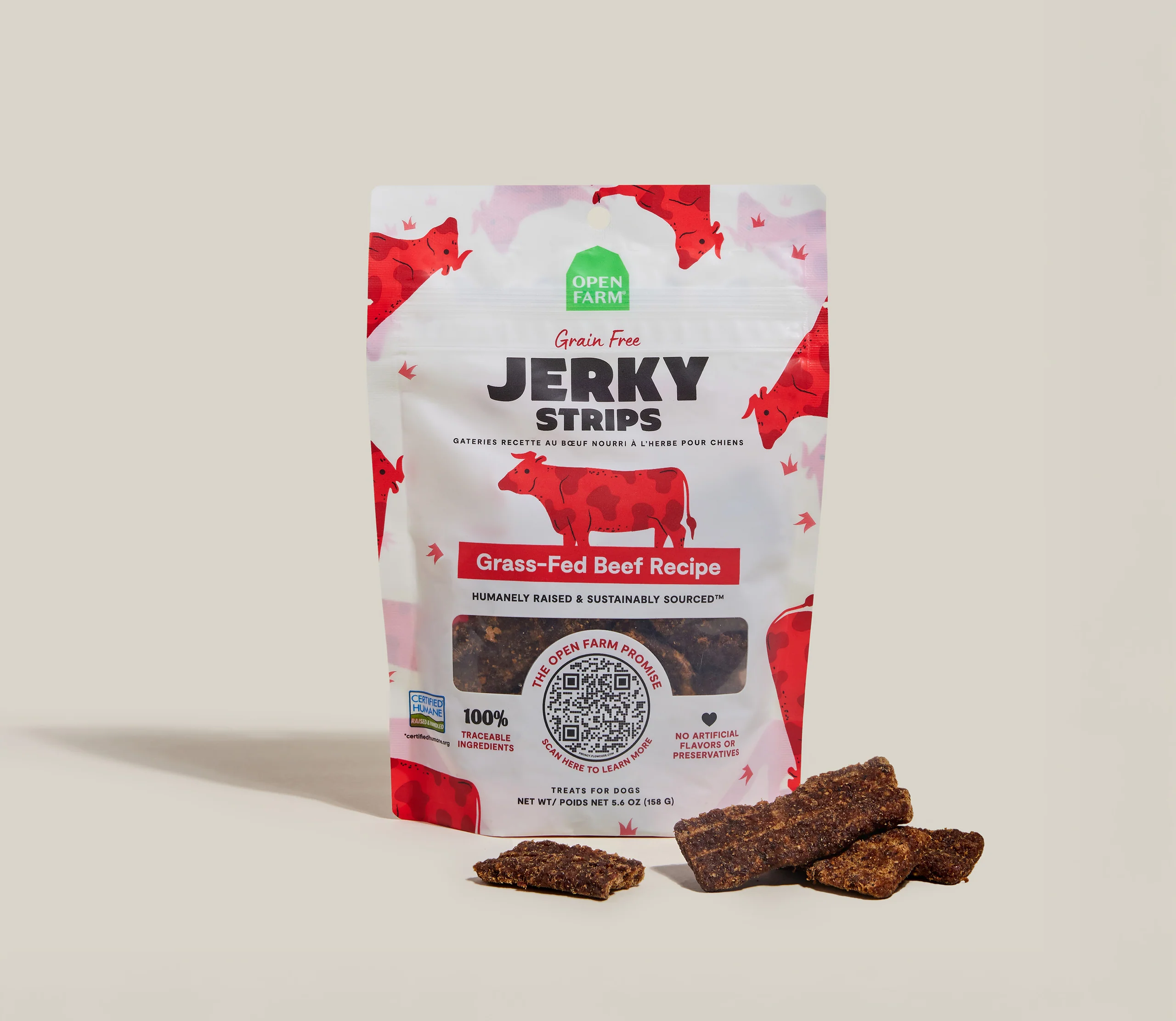 Getreidefreie Jerky-Streifen aus Weide-Rindfleisch für Hunde