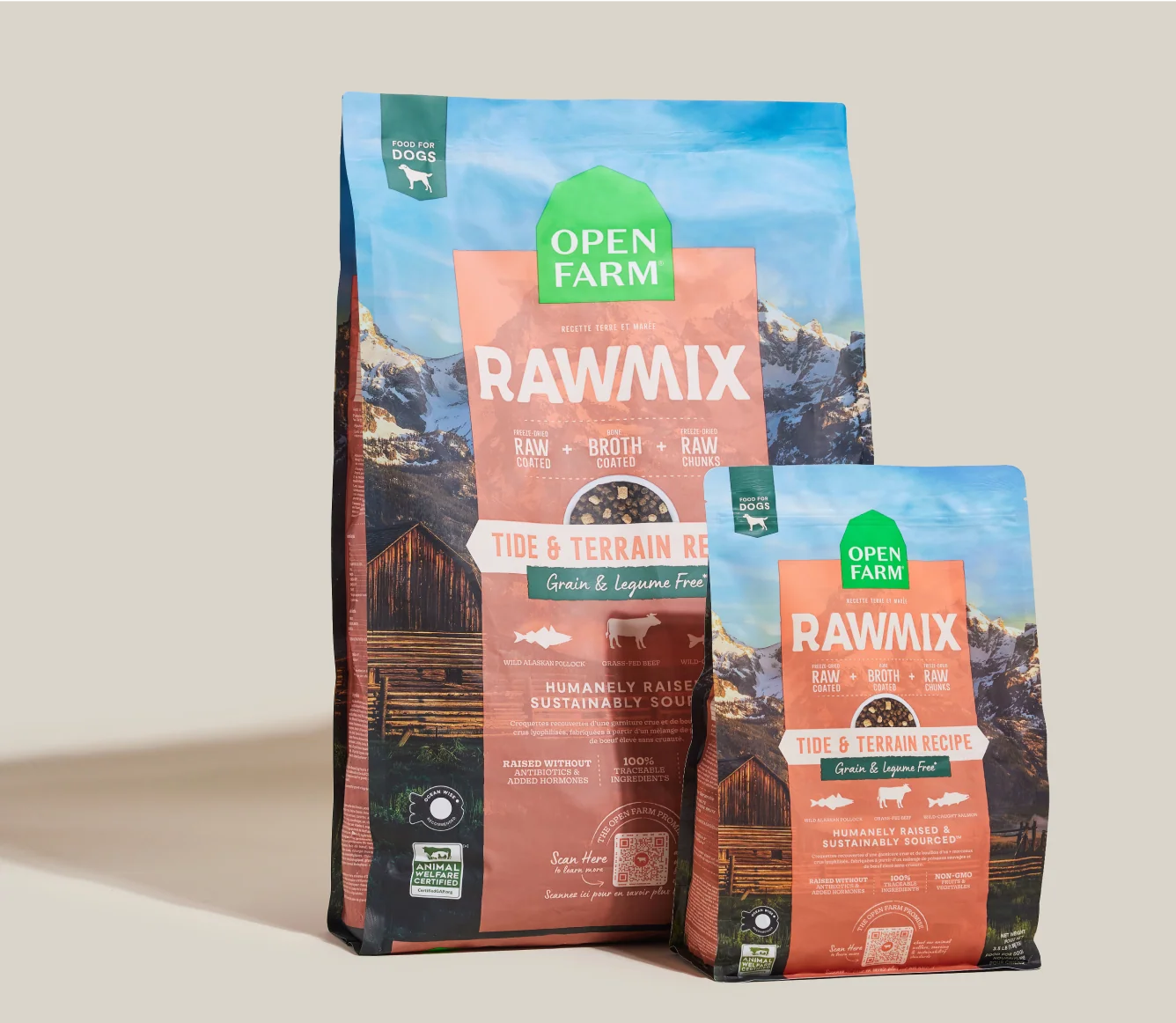 RawMix Tide & Terrain – sucha karma dla psów bez zbóż z rdzawcem, łososiem i wołowiną