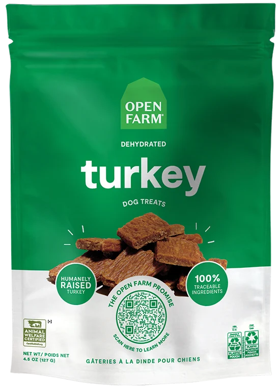 Premios deshidratados de pavo para perros con proteína ligeramente cocida