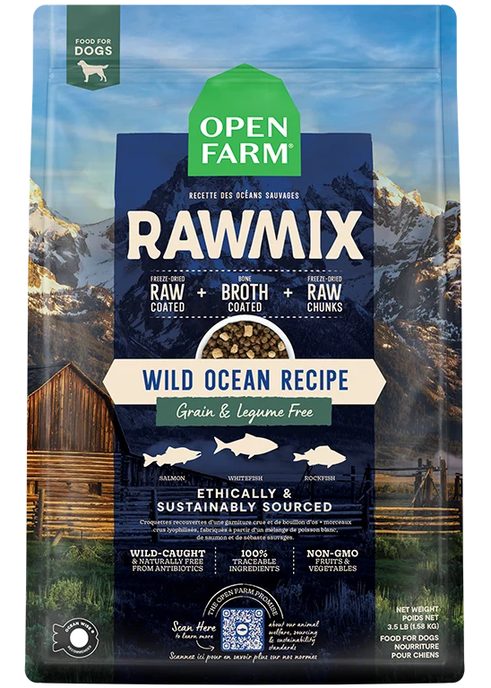 Bezzbożowa sucha karma dla psów RawMix Wild Ocean z rybą białą i łososiem