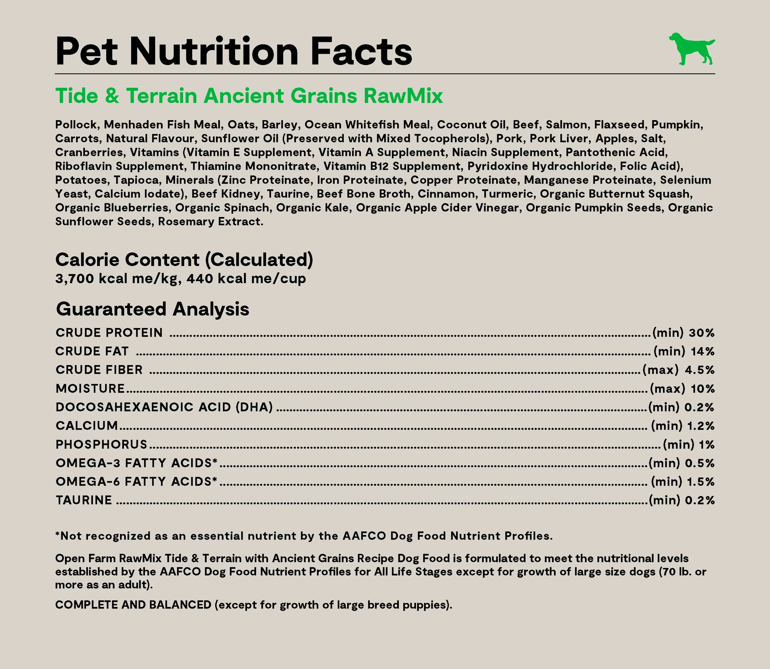 RawMix Tide and Terrain Ancient Grains hundefoder