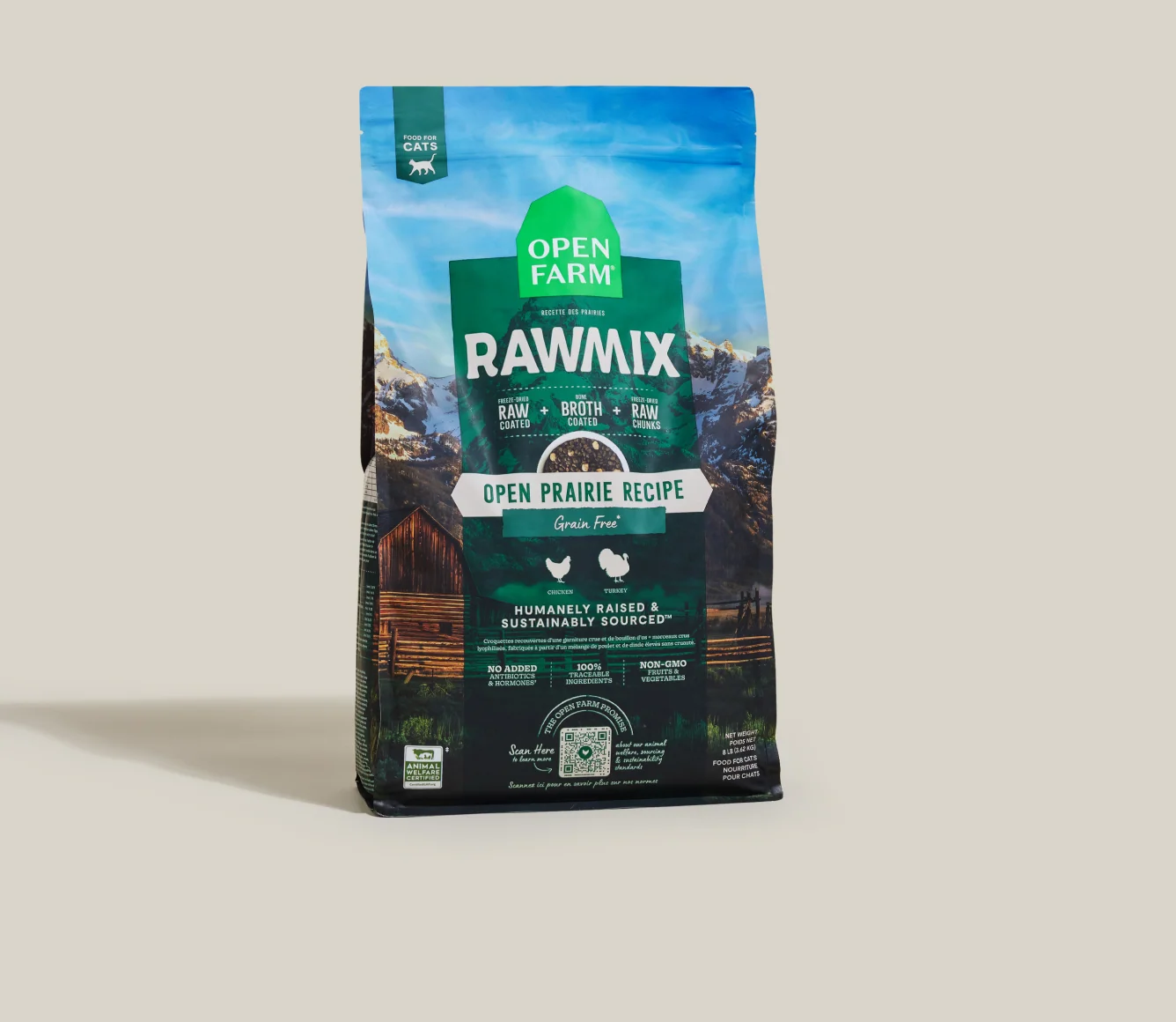 RawMix Open Prairie Grain-Free Cat Kibble with Chicken and Turkey