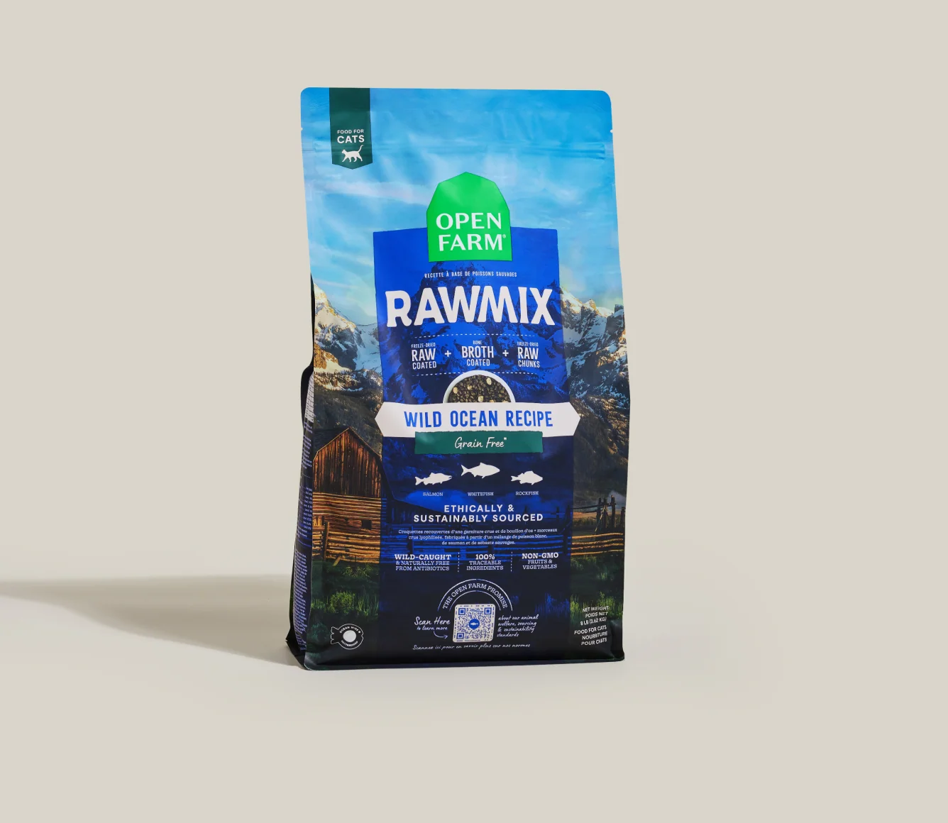 RawMix Wild Ocean Grain-Free Cat Kibble with Whitefish and Salmon