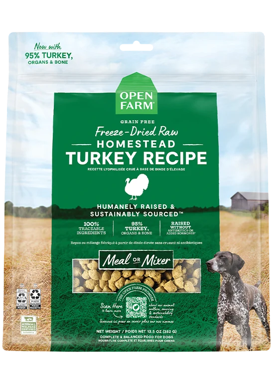 Homestead Turkey Freeze Dried Raw Morsels for Dogs, Single Protein