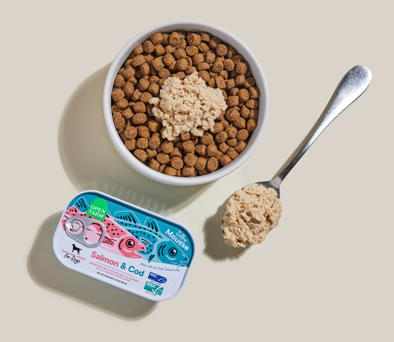 Lachs & Kabeljau Mousse-Topper für Hunde, getreidefreies isländisches Fischrezept