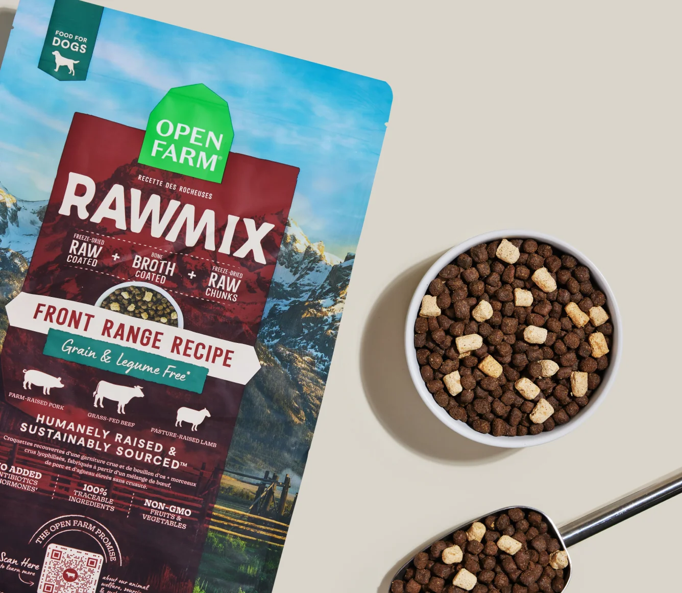 RawMix Front Range getreidefreie Hundekroketten mit Rind, Lamm und Schwein