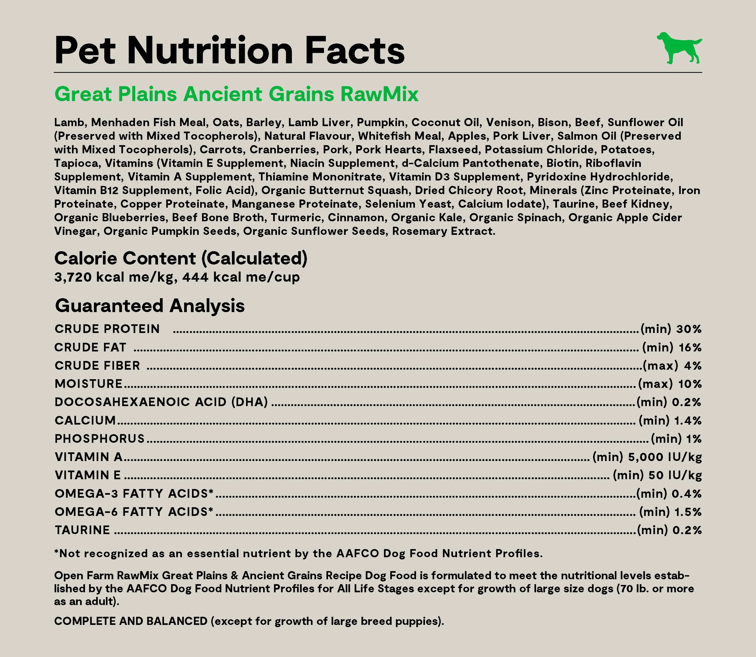 RawMix Great Plains Ancient Grains hundefoder med lam, vildt og bison