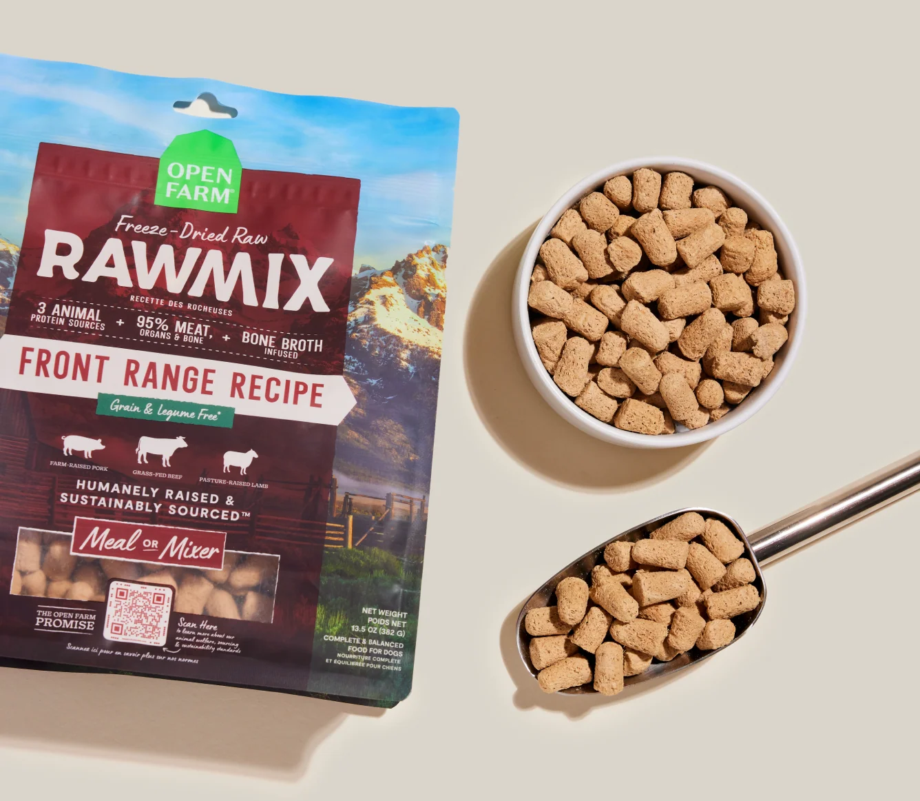 Bocconcini Crudi Liofilizzati RawMix Front Range per Cani con Manzo, Maiale e Agnello