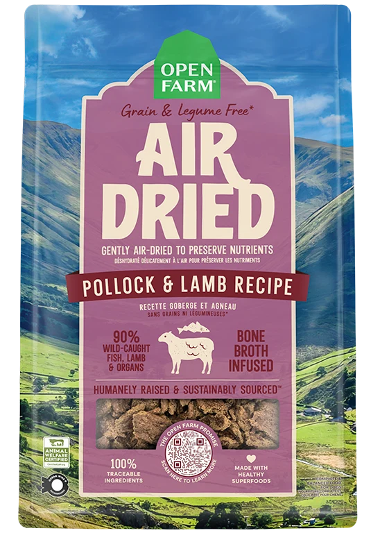 Lufttørret hundefoder med pollock og lam