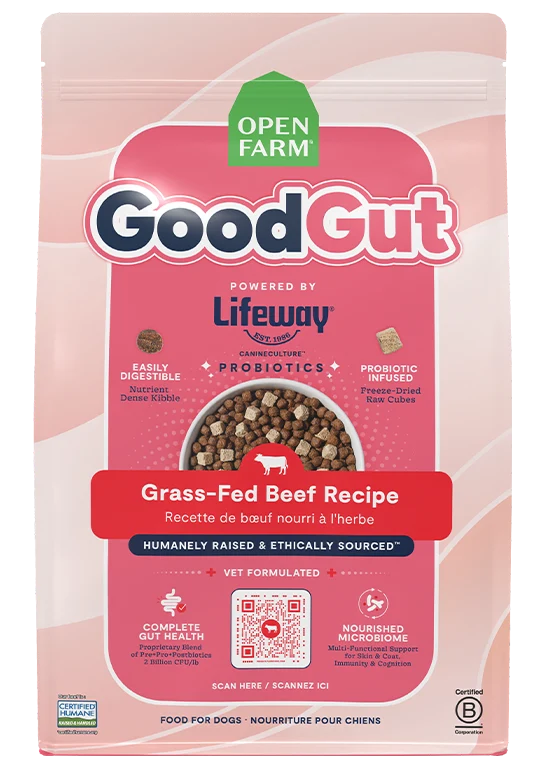 GoodGut Grass-Fed Beef Dog Kibble with Probiotics for Digestive Support
