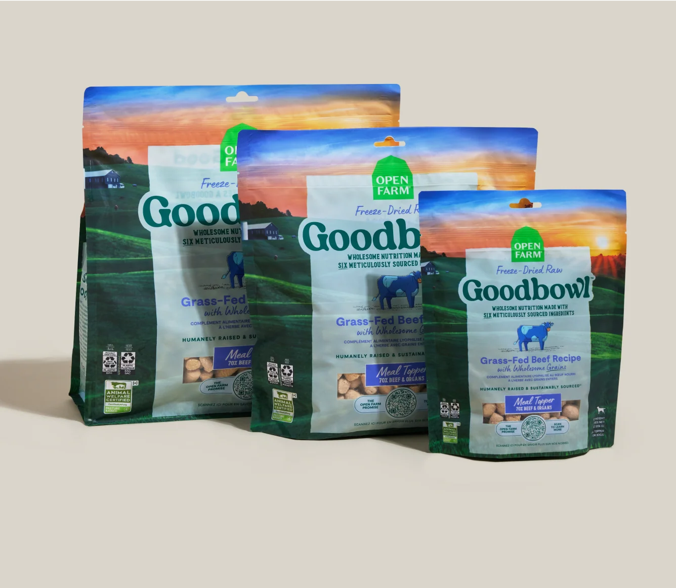 Goodbowl Grass-Fed Beef Freeze Dried Raw Morsels Meal Topper for Dogs