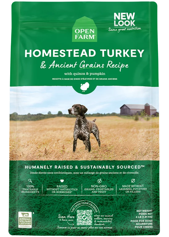 Homestead Turkey & Ancient Grains Dry Dog Kibble for Sensitive Stomachs