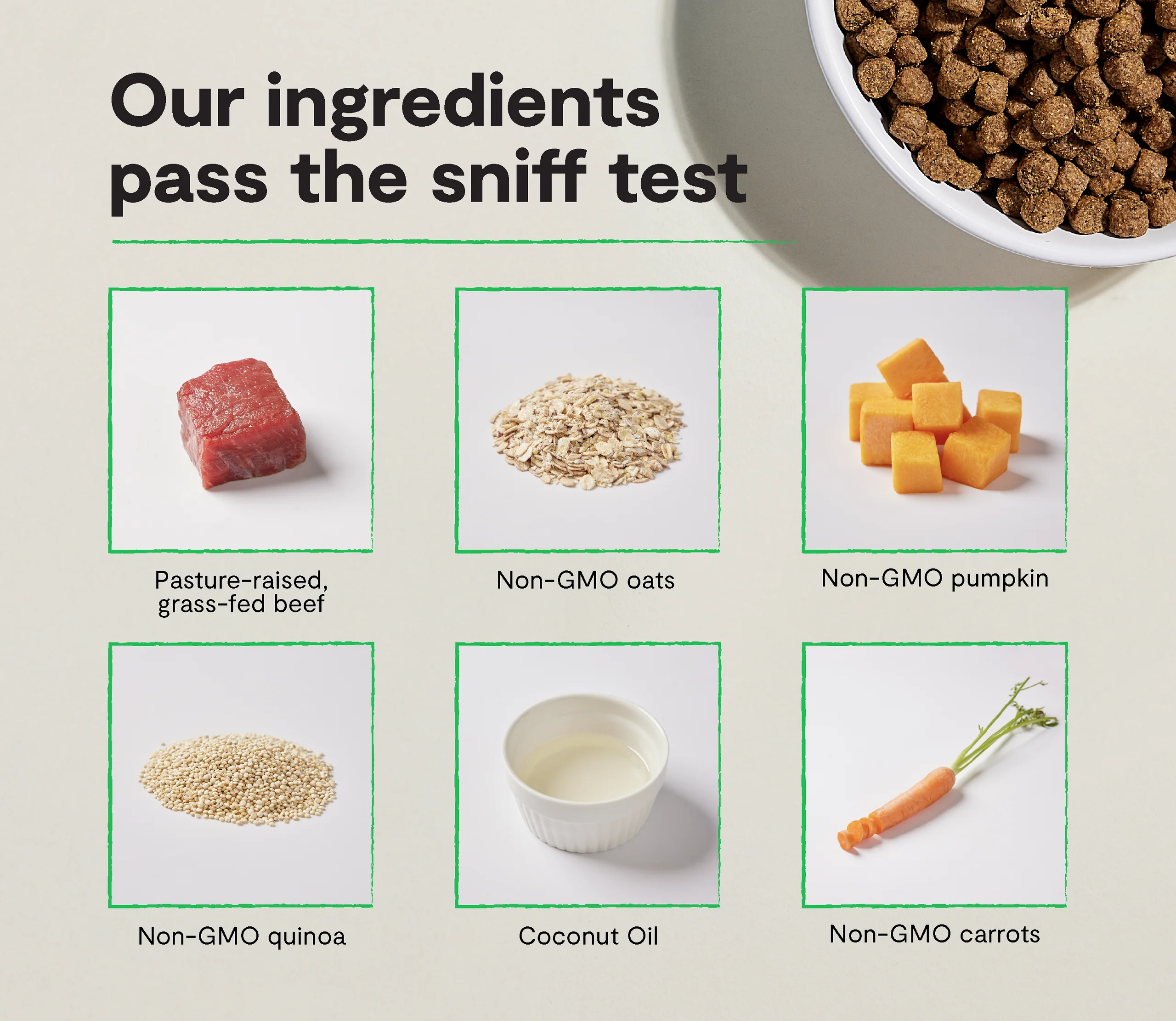 Grass-Fed Beef & Ancient Grains Dry Dog Kibble with Traceable Ingredients
