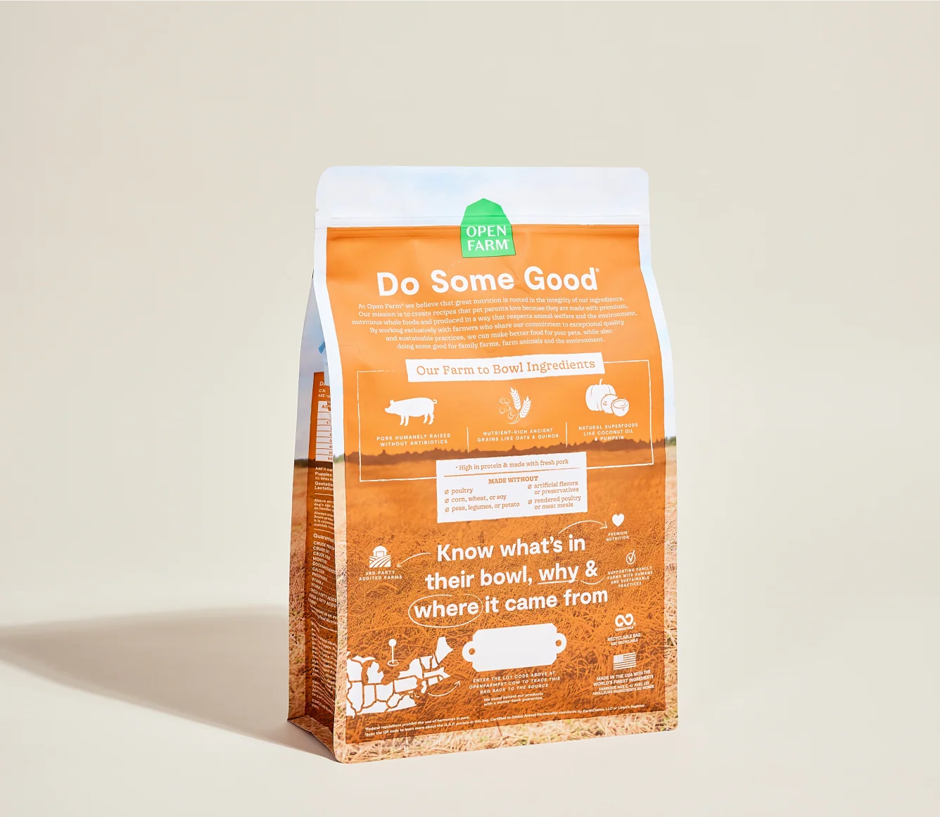Farmer's Table Pork & Ancient Grains Dog Kibble for Puppies and Seniors