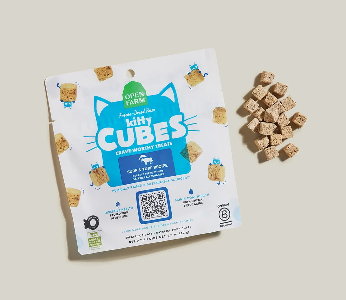 Vahşi Yakalanmış Balık ve Dana Eti ile Surf & Turf Kitty Cube Ödülleri