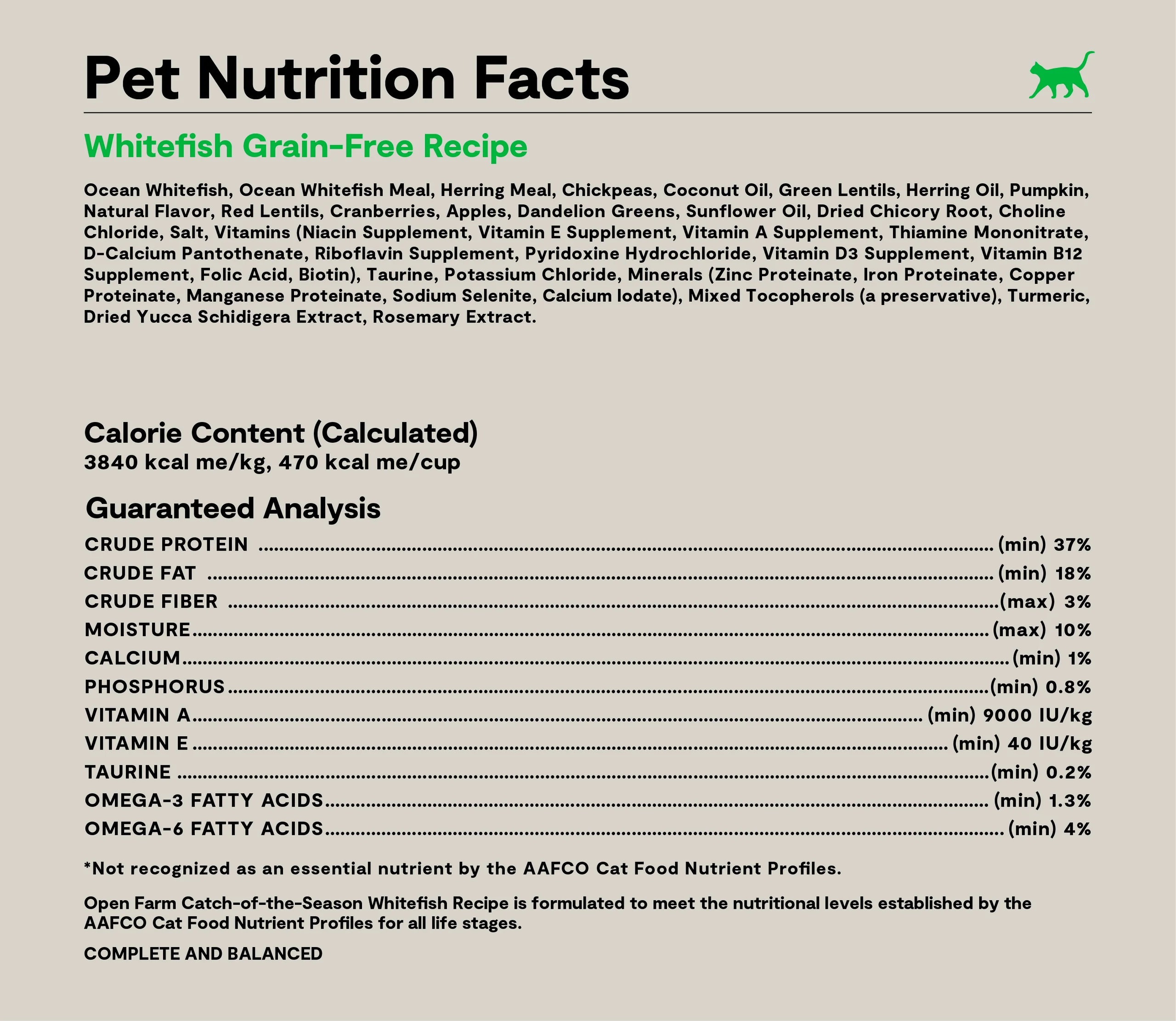 Whitefish Grain-Free Dry Cat Kibble for Skin and Coat