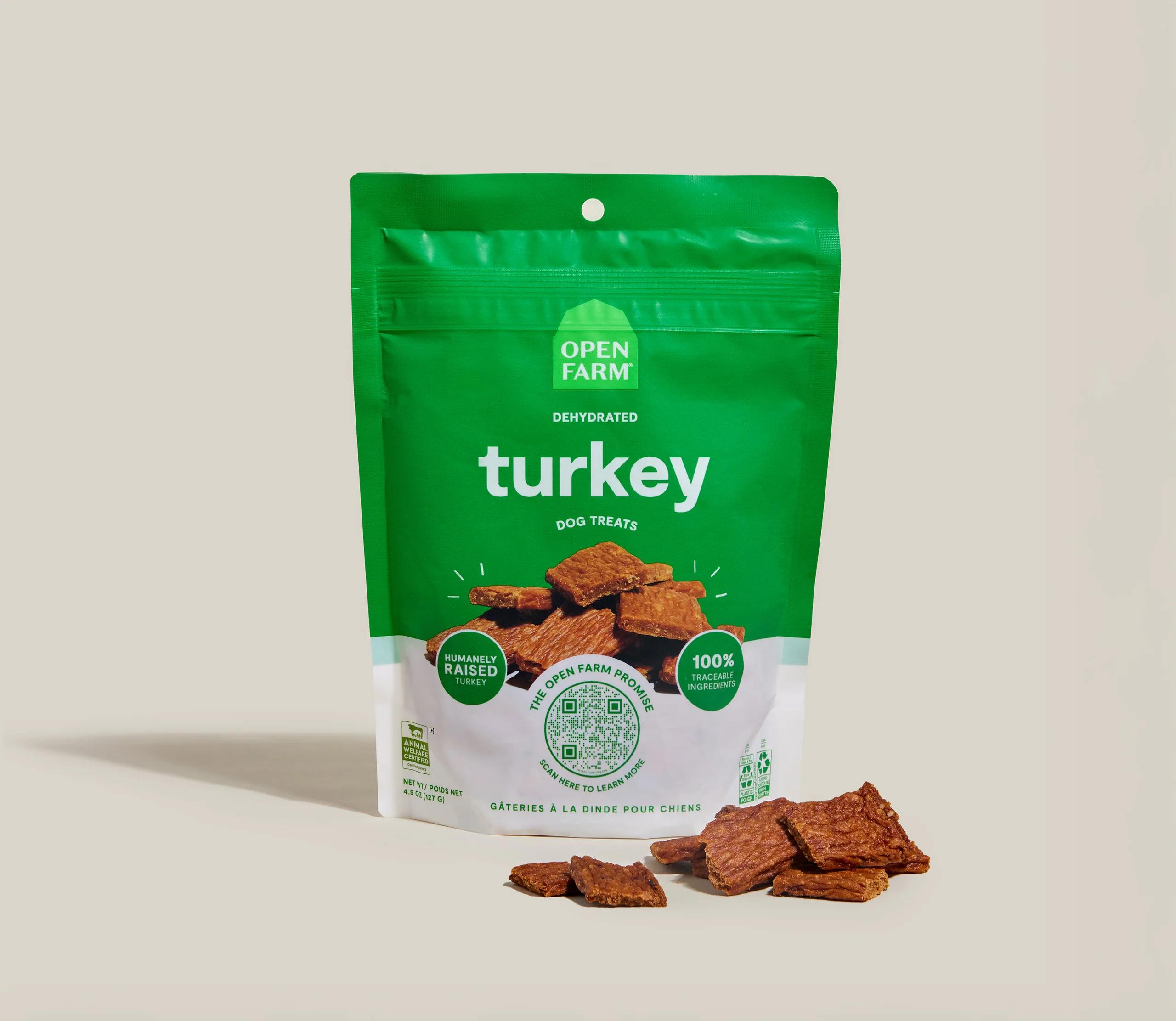 Tørrede kalkungodbidder til hunde med let tilberedt protein