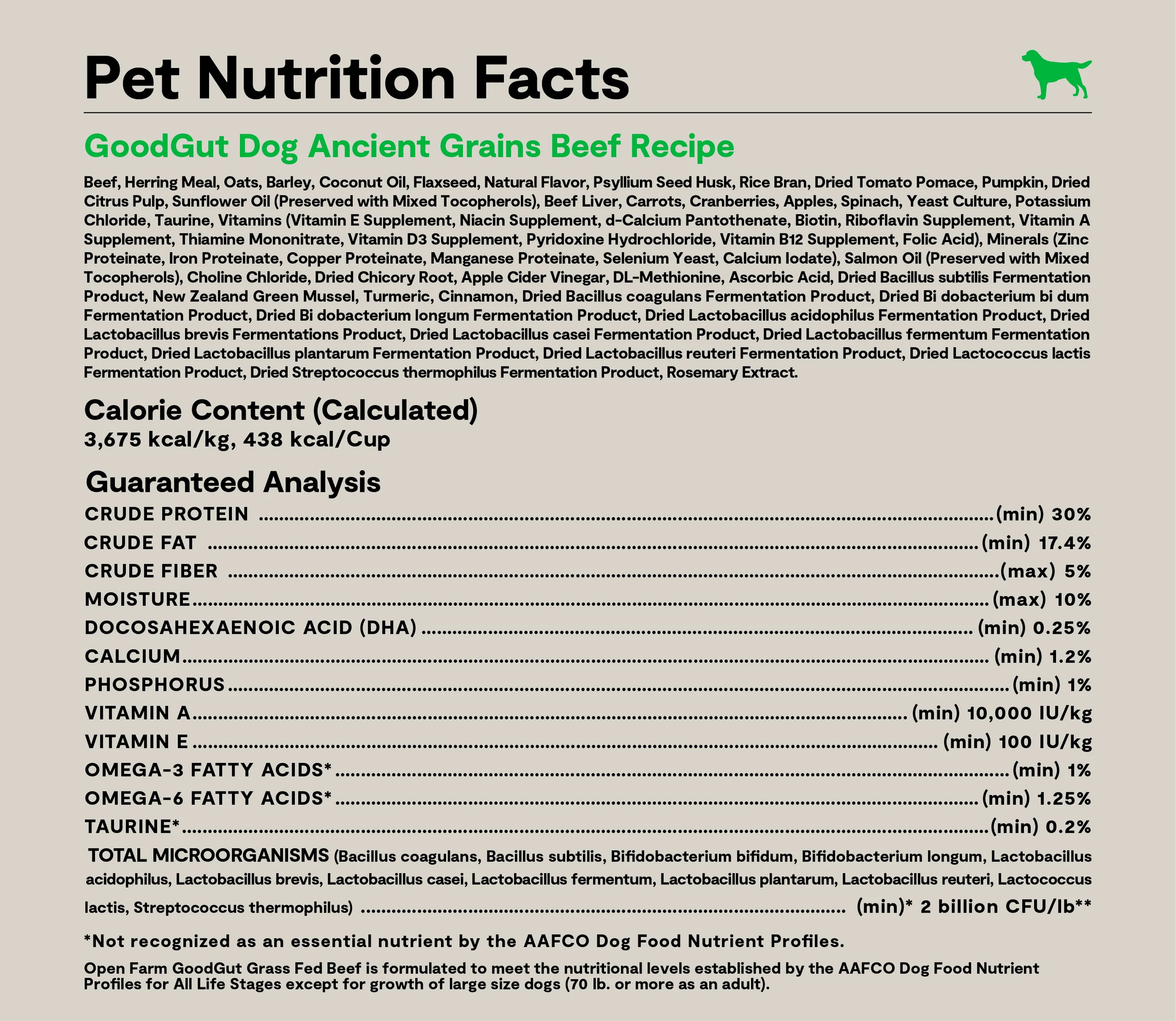 GoodGut Grass-Fed Beef Dog Kibble with Probiotics for Digestive Support