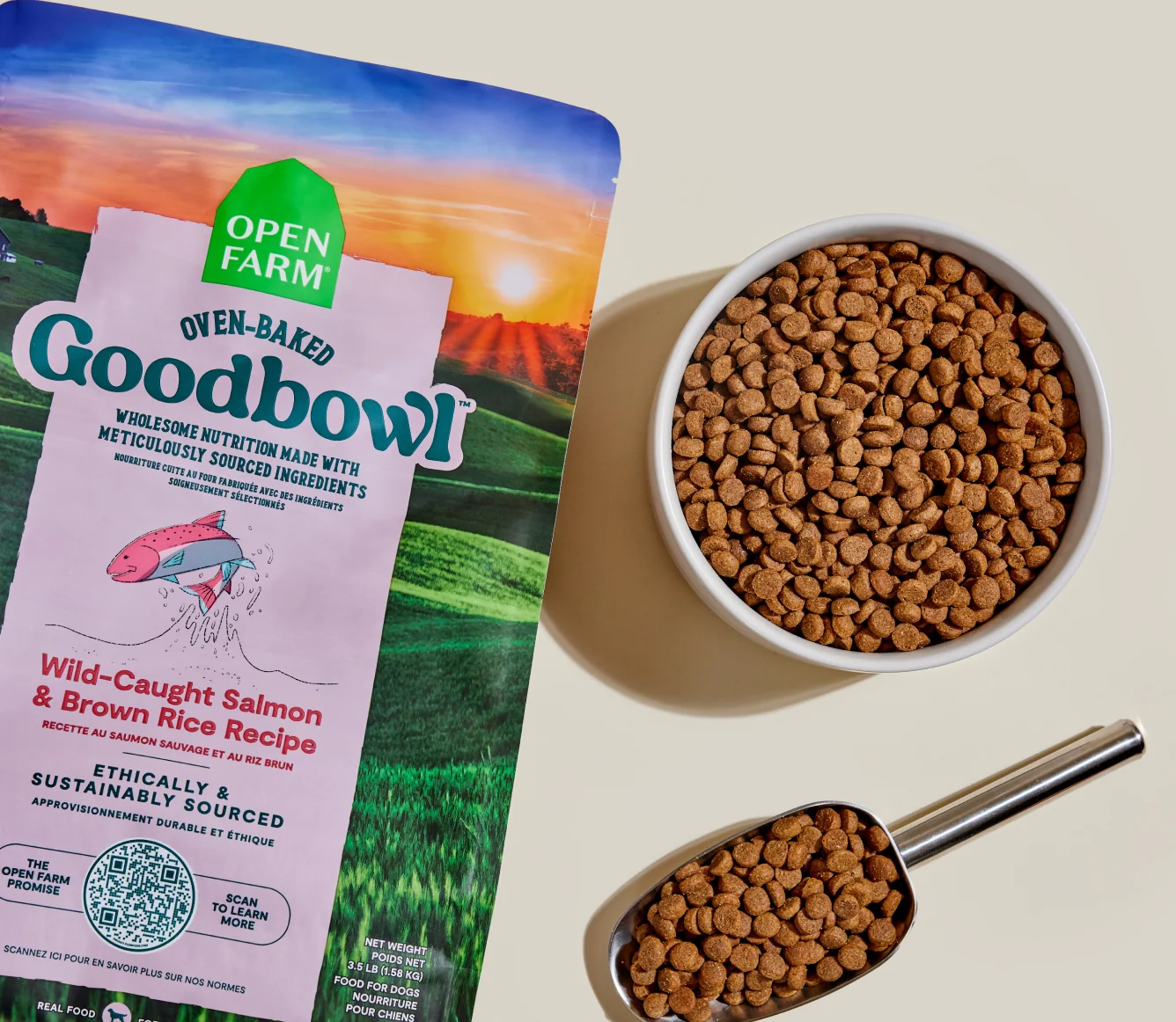 Goodbowl Wild-Caught Salmon and Brown Rice Dog Kibble for Puppies and Adult Dogs