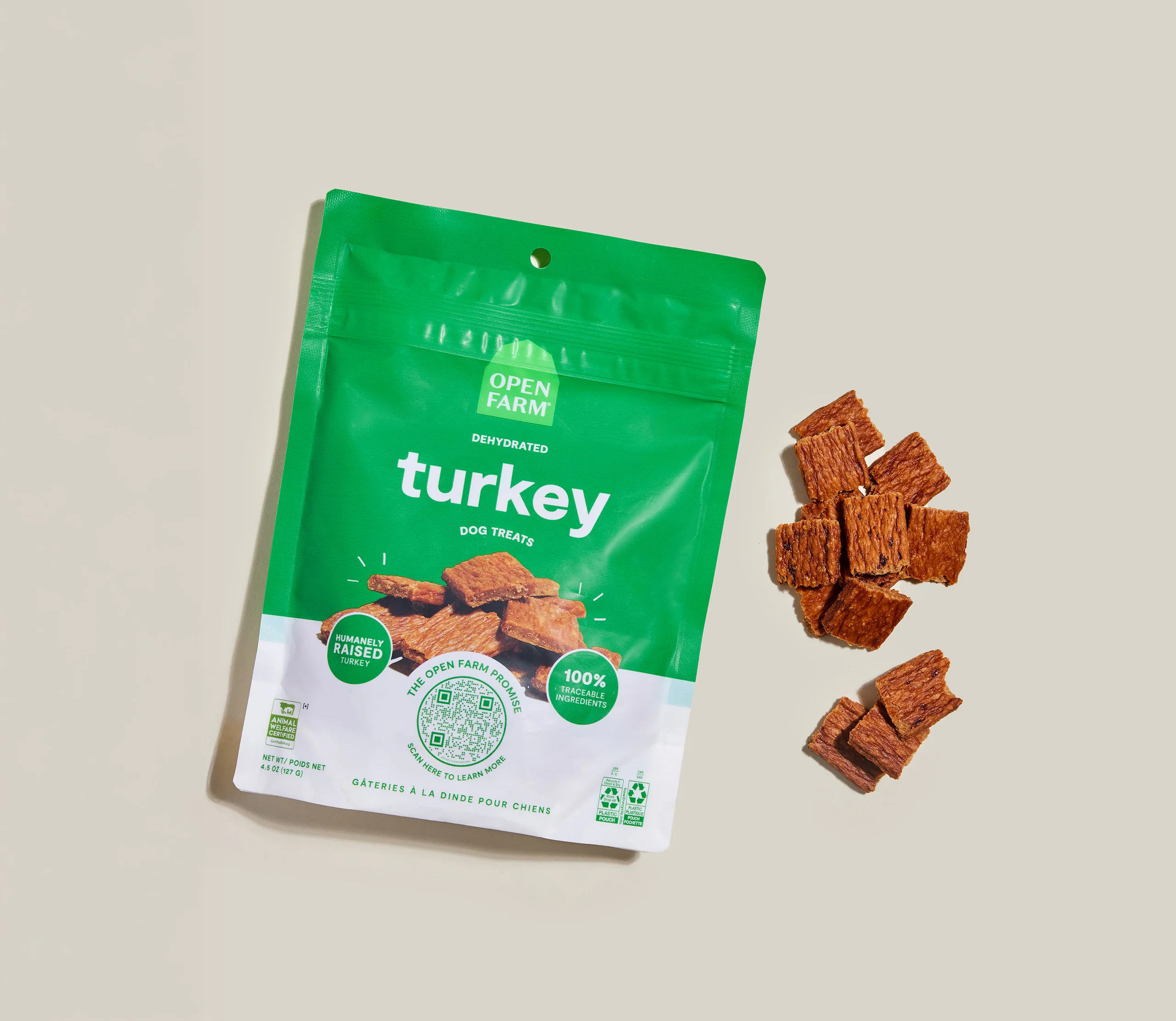 Tørrede kalkungodbidder til hunde med let tilberedt protein