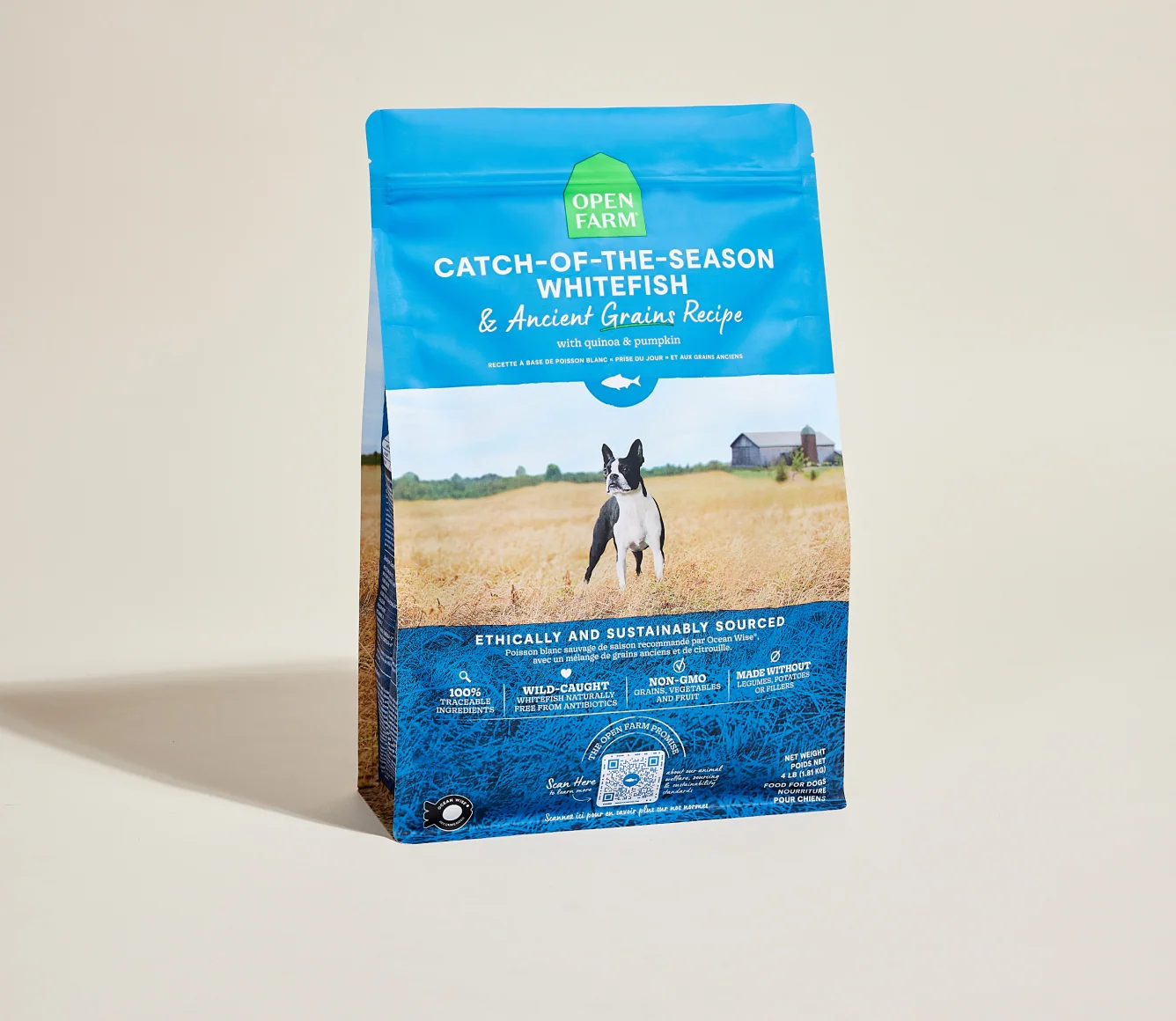 Whitefish & Ancient Grains Dry Dog Kibble for Skin and Coat Support