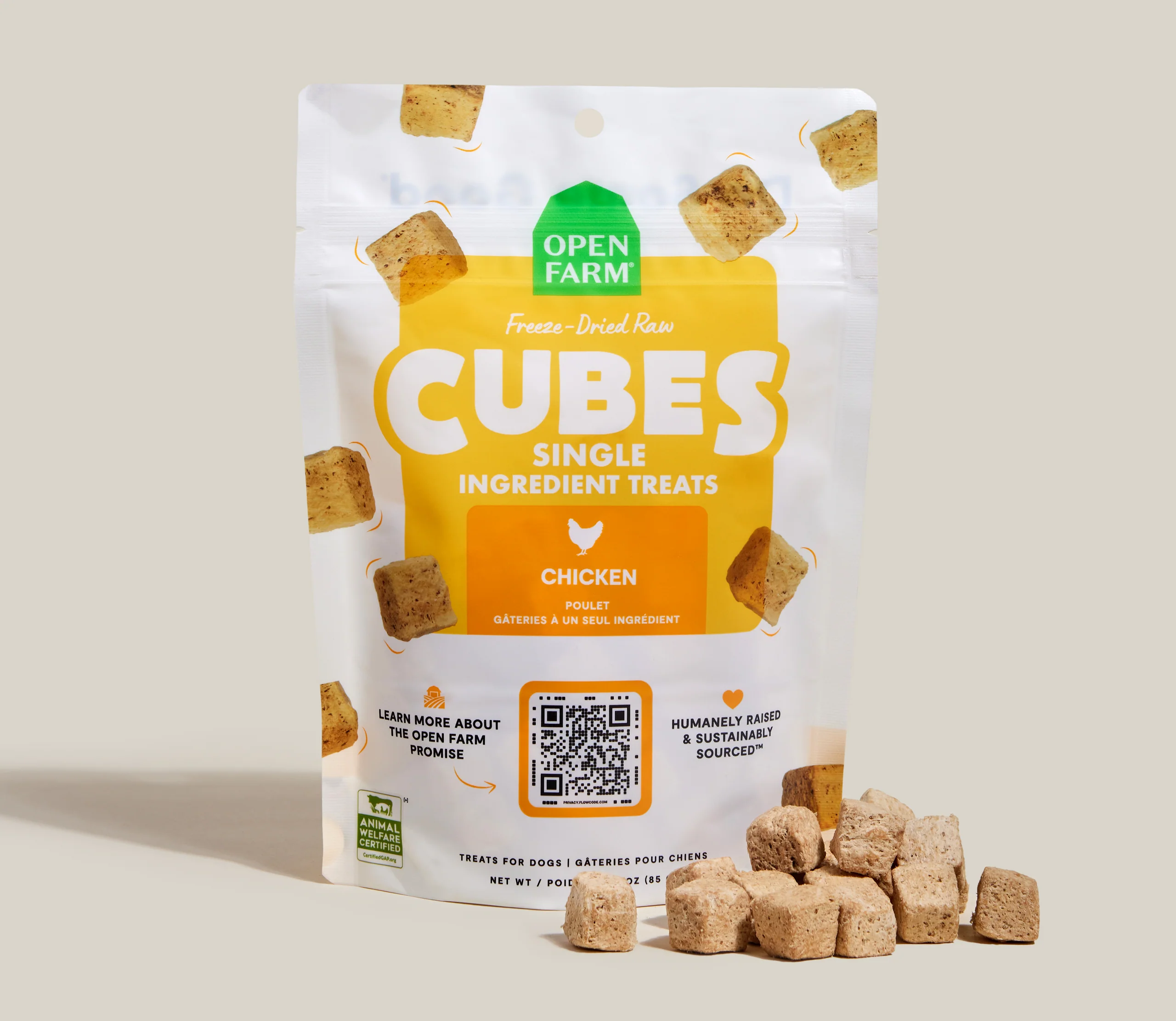 Cubetti Liofilizzati di Pollo Crudo per Cani, Monoingrediente Certificato G.A.P.