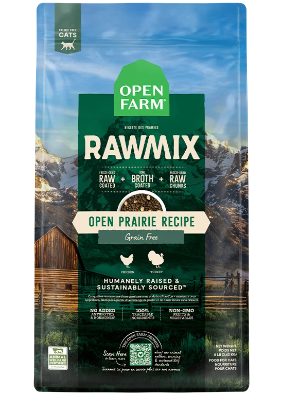 RawMix Open Prairie Grain-Free Cat Kibble with Chicken and Turkey