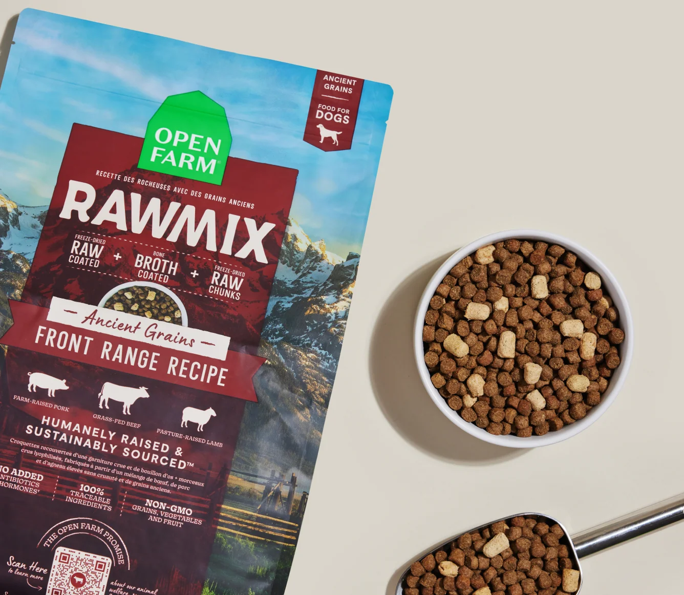 Sucha karma dla psów RawMix Front Range z wołowiną, jagnięciną i wieprzowiną oraz pradawnymi zbożami