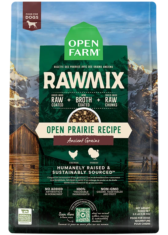 Crocchette RawMix Open Prairie Ancient Grains per cani con pollo e tacchino