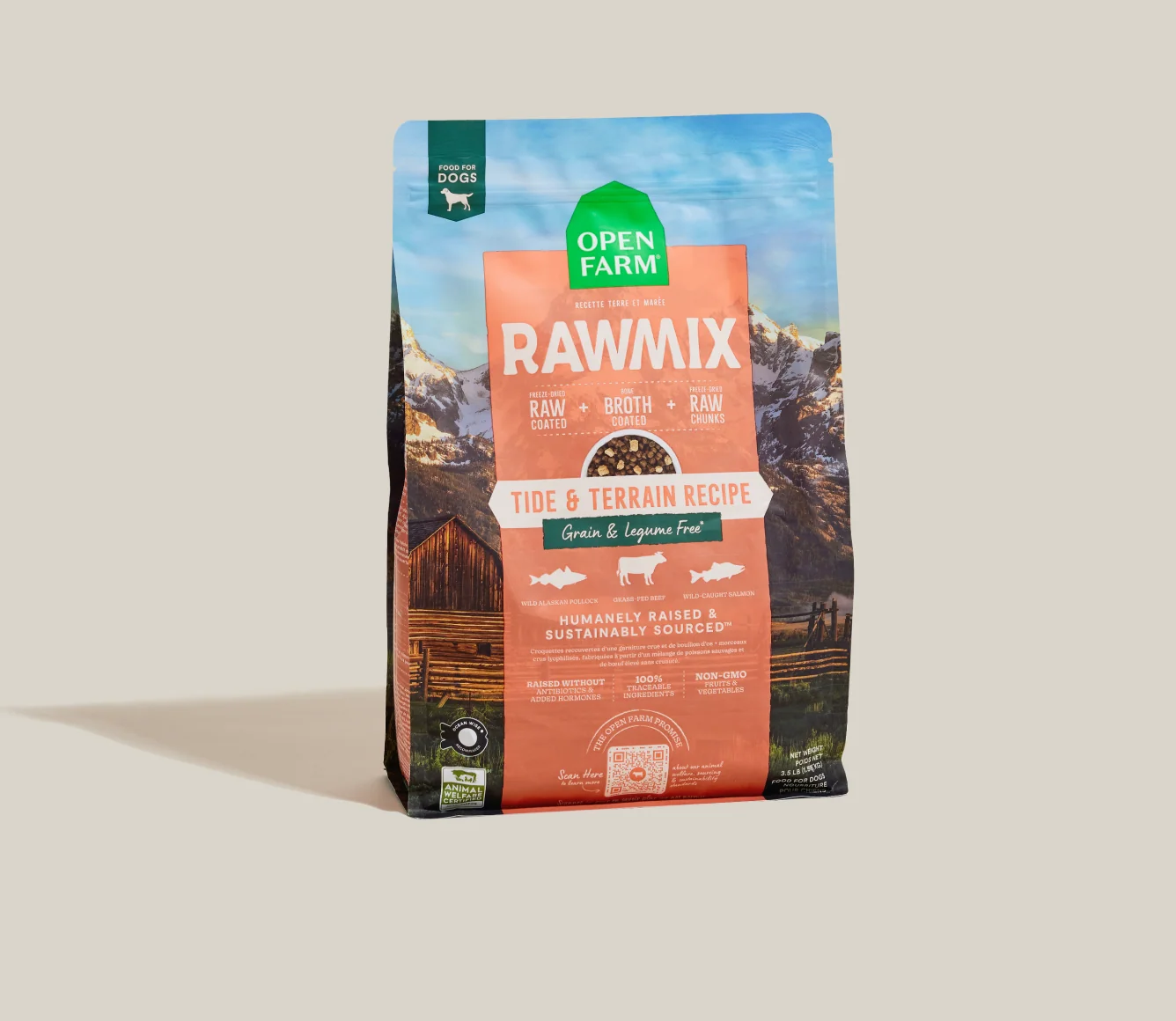 RawMix Tide & Terrain – sucha karma dla psów bez zbóż z rdzawcem, łososiem i wołowiną