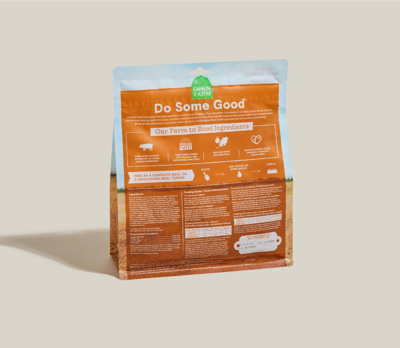 Liofilizowane surowe kąski wieprzowe dla psów Farmer's Table