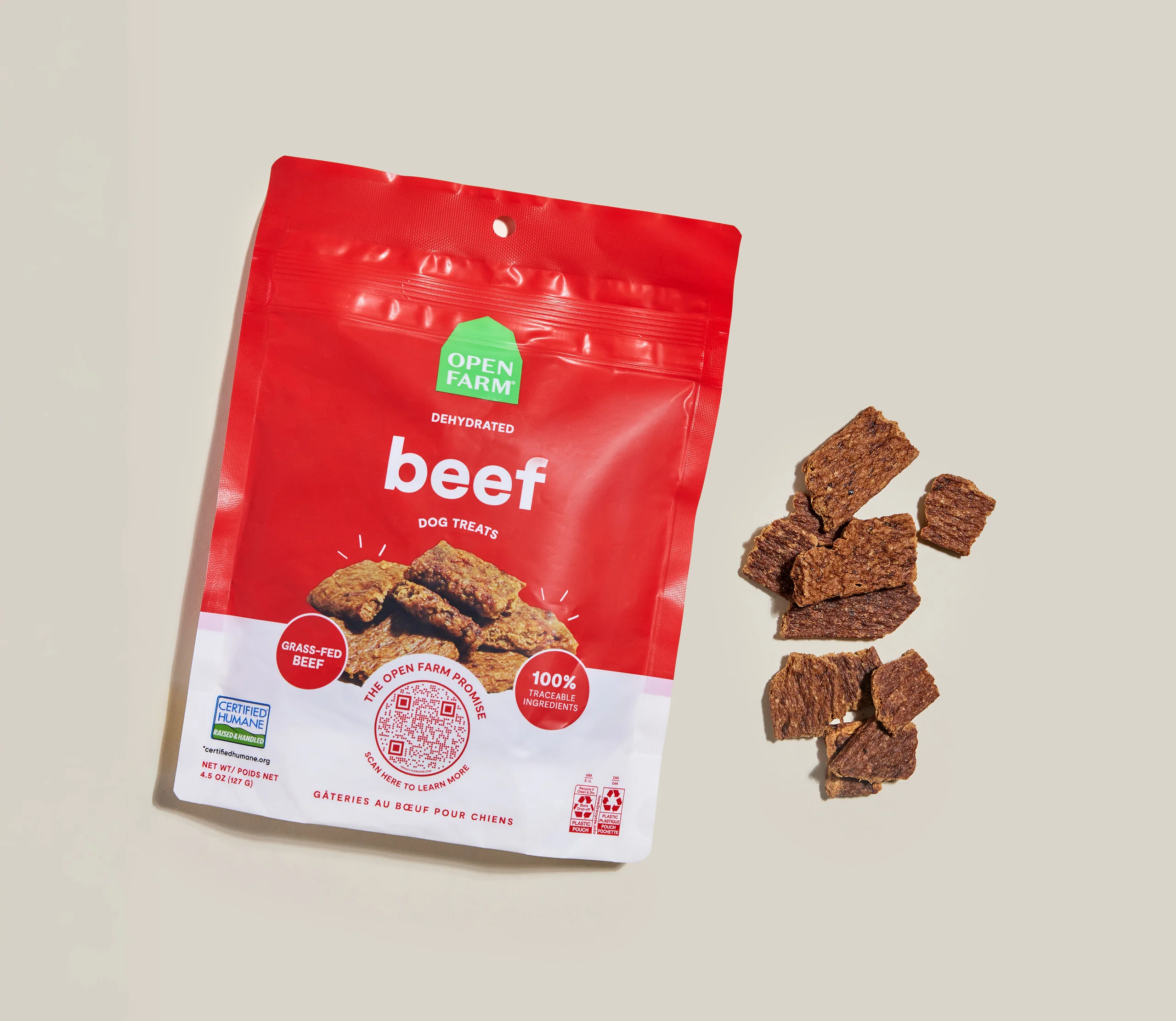 Getrocknete Rind-Hundeleckerlis aus Weide-Rindfleisch