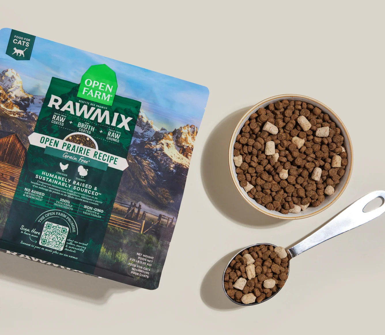 RawMix Open Prairie Bezzbożowa karma sucha dla kotów z kurczakiem i indykiem