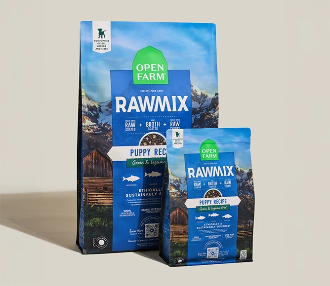 Bezzbożowa karma sucha RawMix dla szczeniąt z łososiem i rybą białą