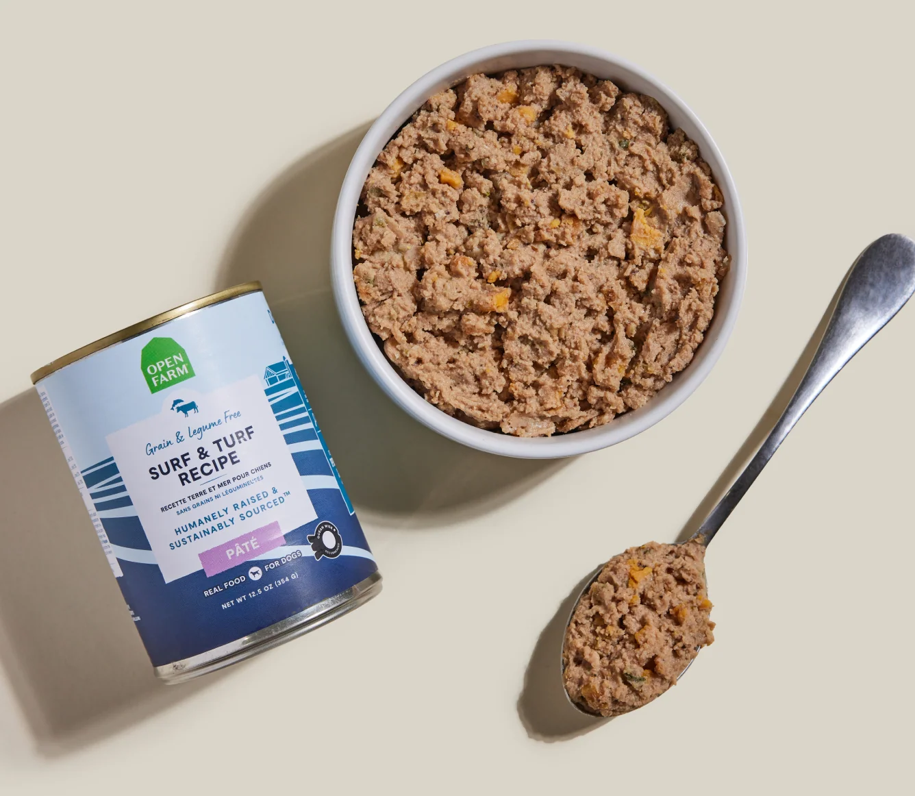 Surf & Turf-paté til hunde med hvidfisk og græsfeedet oksekød