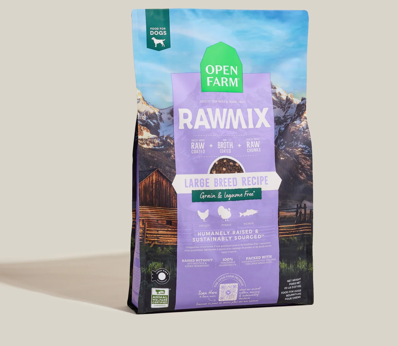 RawMix 大型犬無穀物狗糧乾糧（含三文魚、雞肉及火雞）