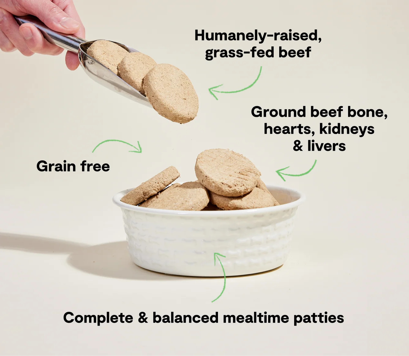 Medaglioni crudi liofilizzati Grass-Fed Beef per cani, 95% manzo
