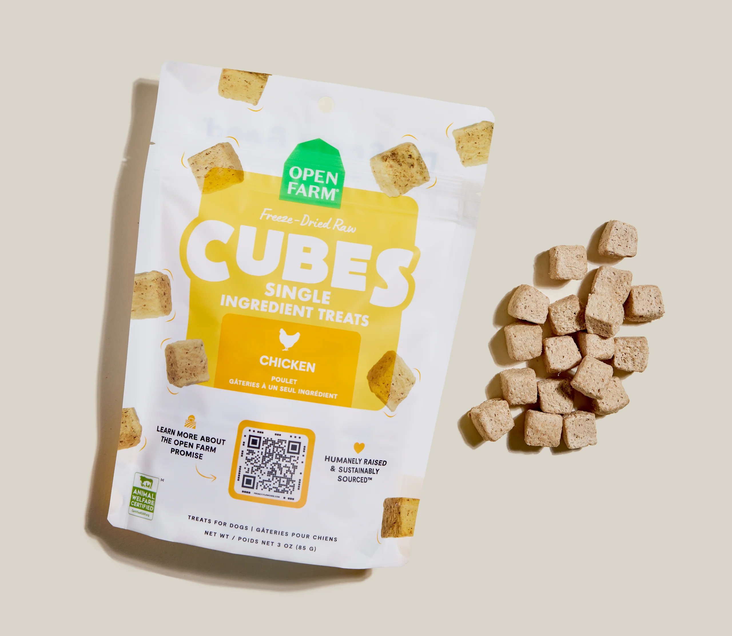 Cubetti Liofilizzati di Pollo Crudo per Cani, Monoingrediente Certificato G.A.P.