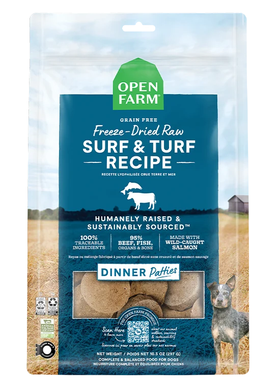 Medaglioni crudi liofilizzati Surf & Turf per cani con salmone e manzo