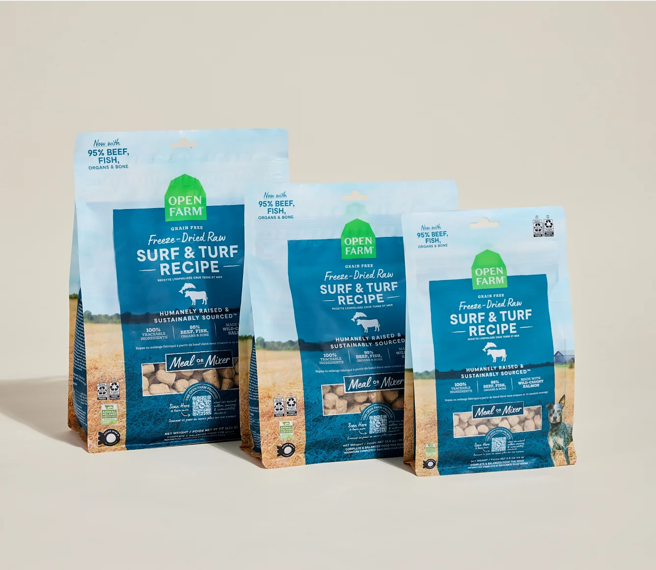 Surf & Turf Freeze Dried Raw Morsels for Dogs, 95% Salmon and Beef