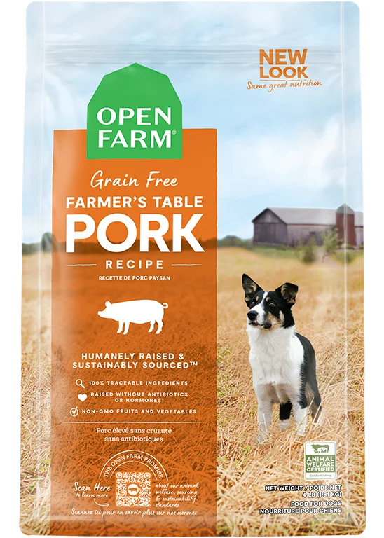 Farmer's Table svinekød kornfri tør hundekibble til hvalpe og seniorer