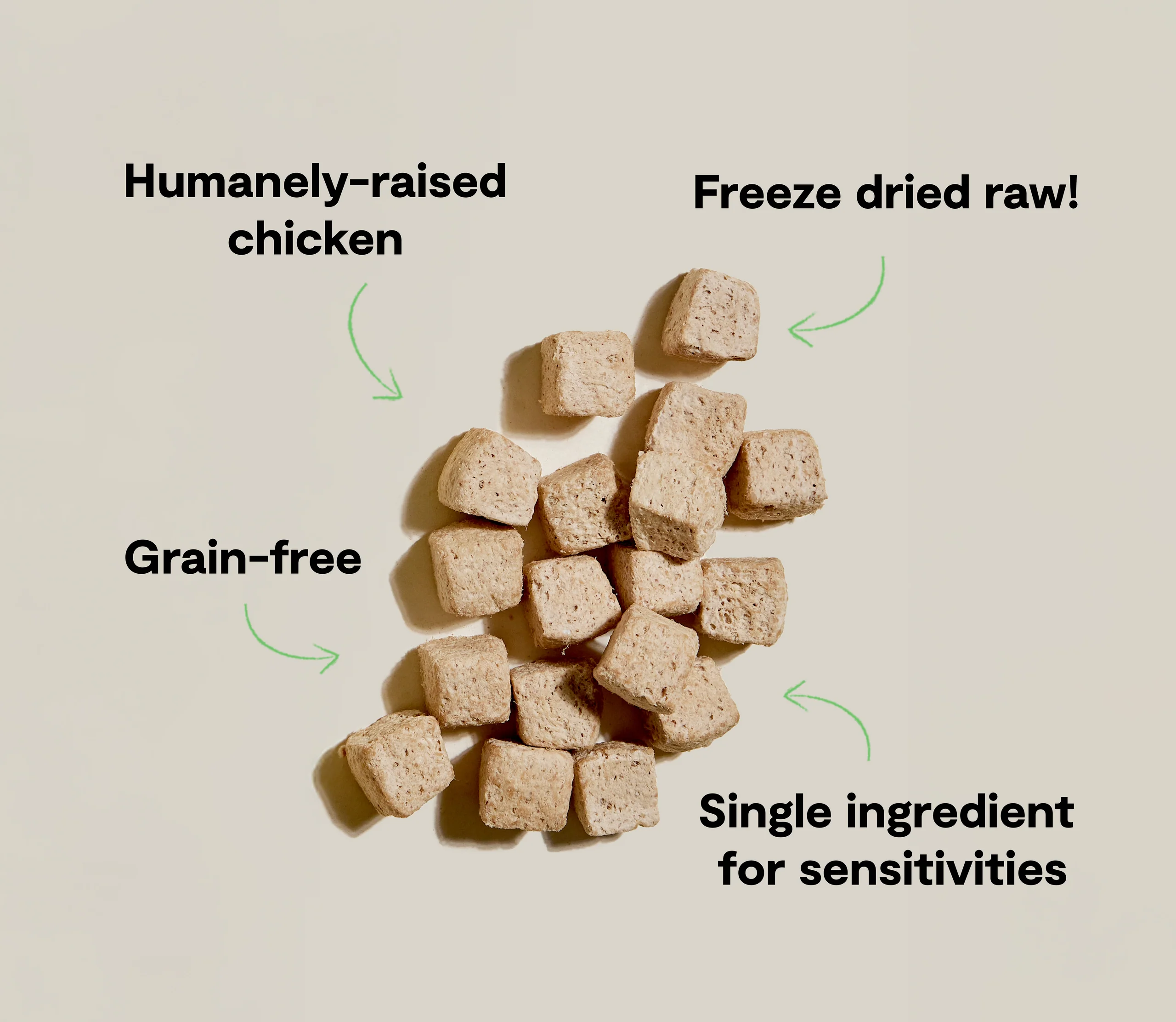 Cubetti Liofilizzati di Pollo Crudo per Cani, Monoingrediente Certificato G.A.P.