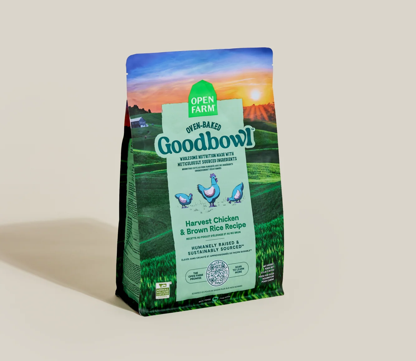 Crocchette Goodbowl Harvest con pollo e riso integrale per cuccioli e adulti