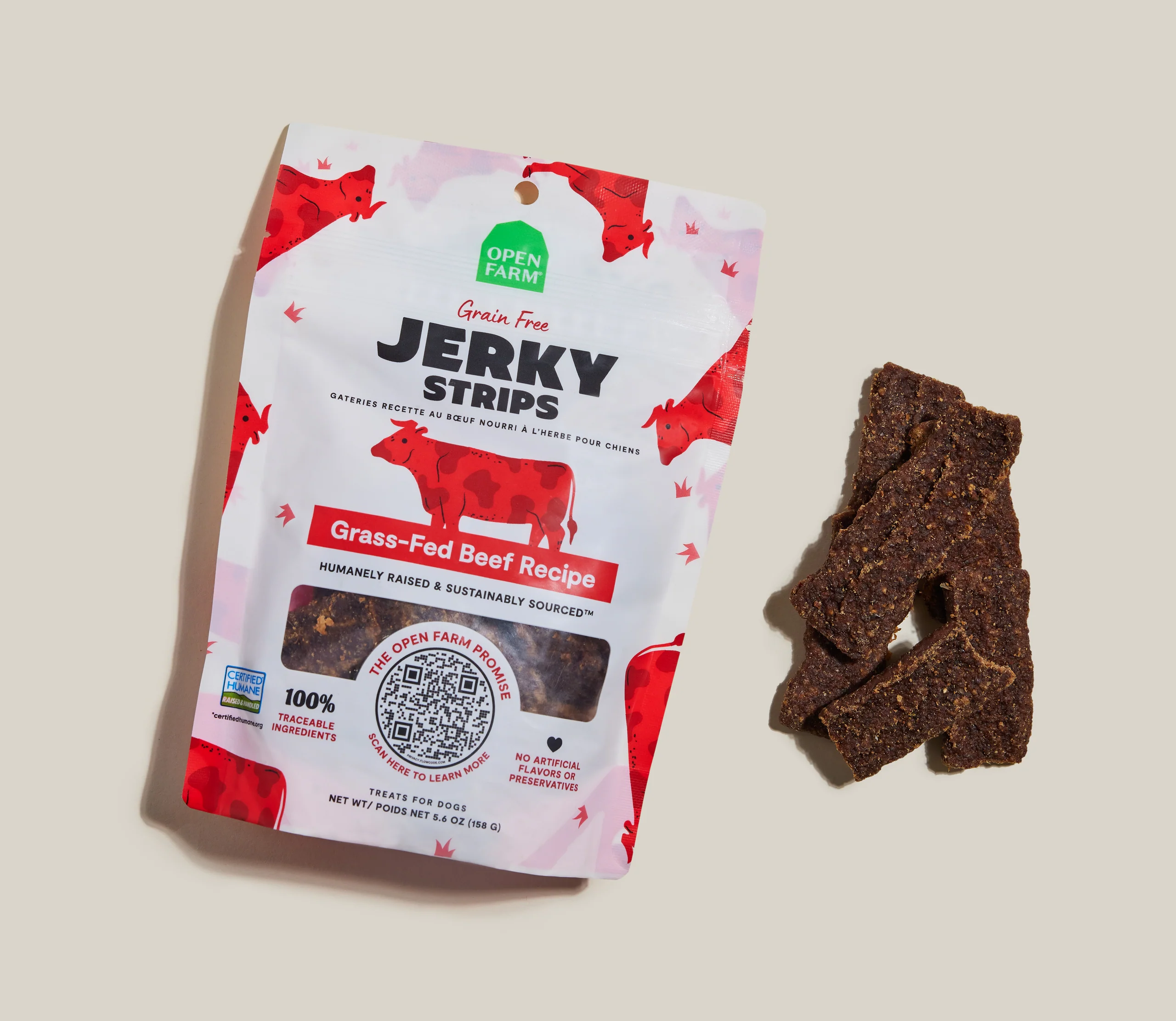 Getreidefreie Jerky-Streifen aus Weide-Rindfleisch für Hunde