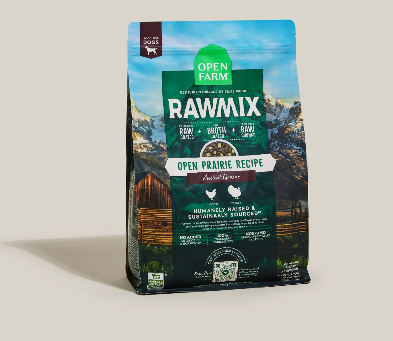 Crocchette RawMix Open Prairie Ancient Grains per cani con pollo e tacchino