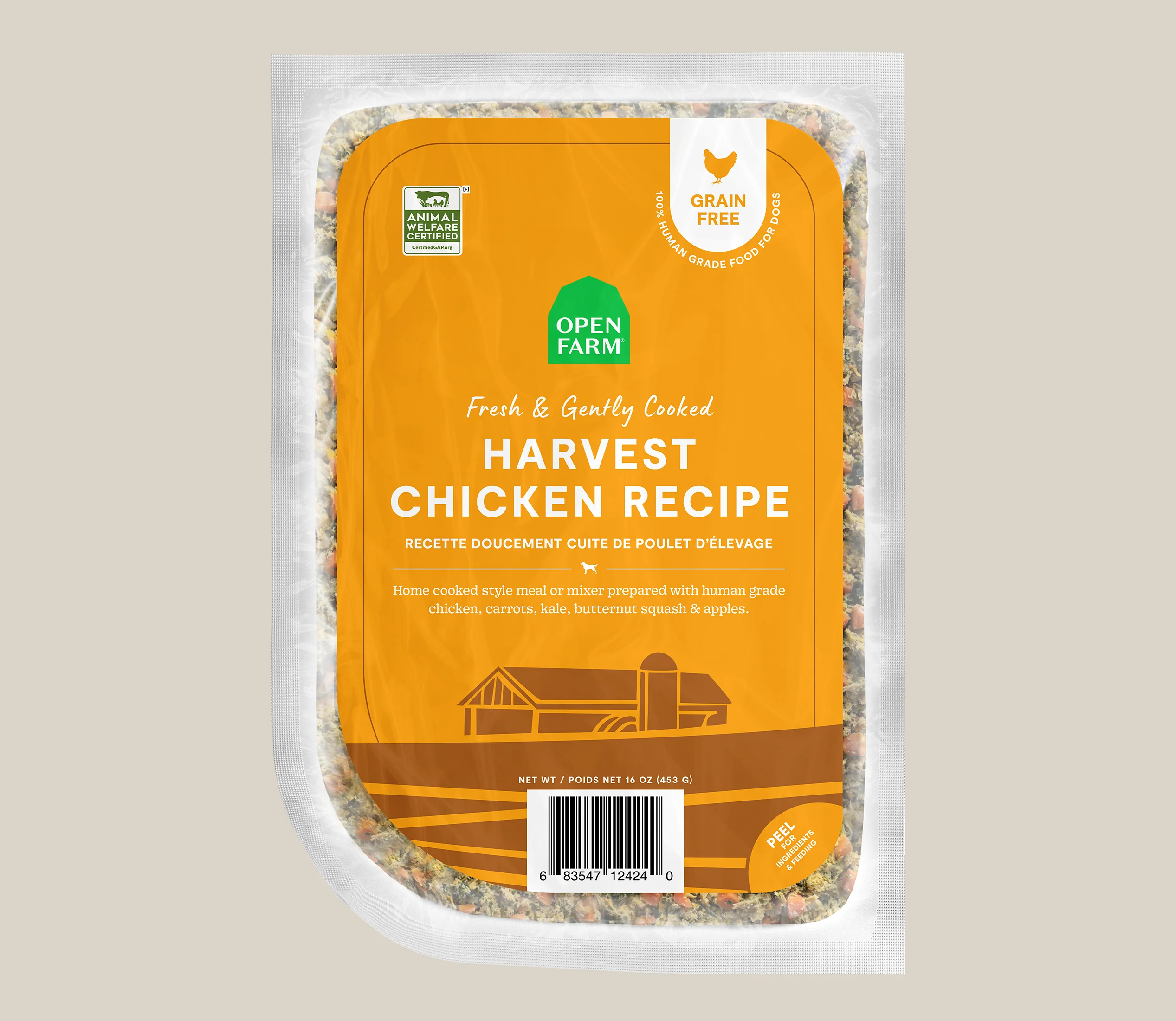 Harvest Chicken 그레인프리 신선 조리 반려견 사료, 동물복지 사육