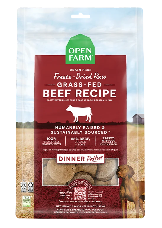 Medaglioni crudi liofilizzati Grass-Fed Beef per cani, 95% manzo