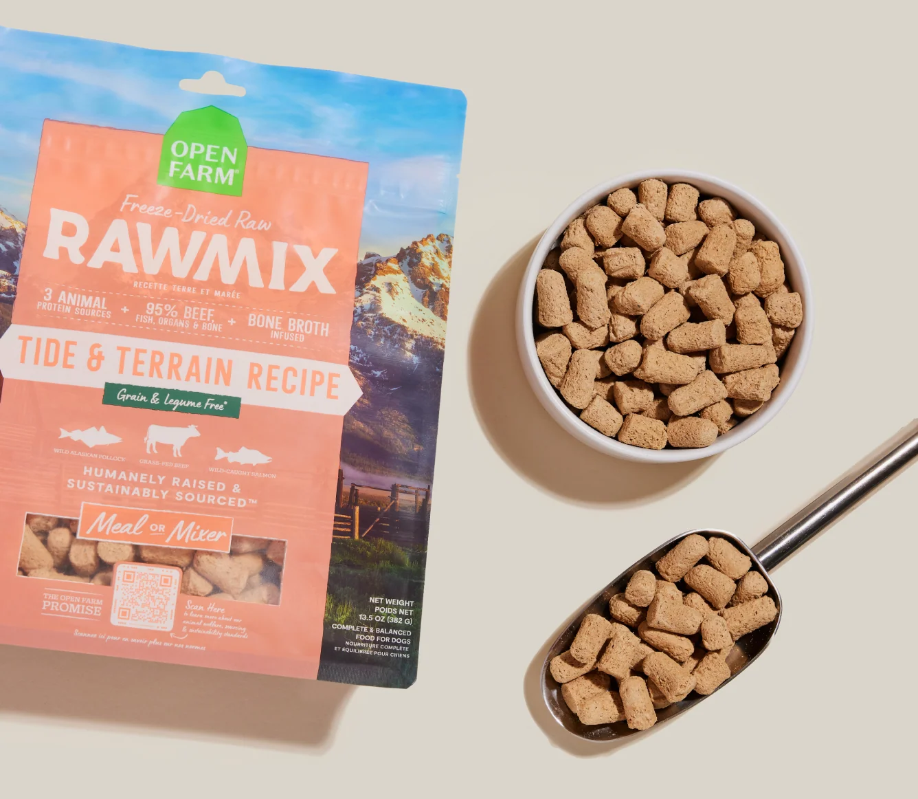RawMix Tide & Terrain Frysret Raw Mundfulde til Hunde med Oksekød og Pollock